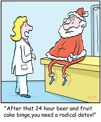 Cartoon: TP0186christmassanta (medium) by comicexpress tagged santa,claus,child,obesity,fat,over,weight,christmas,work,health,and,safety,detox,beer,fruitcake,binge