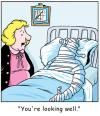 Cartoon: TP0118healthhospital (small) by comicexpress tagged hospital sickness visitor healthy bandages wife husband