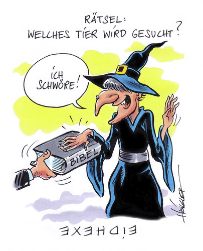 Cartoon: Bilderrätsel (medium) by Hoevelercomics tagged hexe,witch