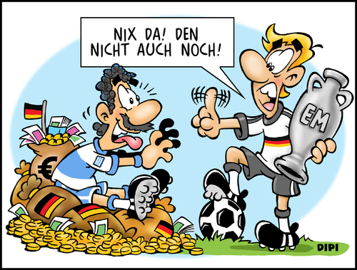 Cartoon: Germany vs. Greece (medium) by DIPI tagged soccer,greece,germany,victory,euro 2012,em 2012,fussball,fußball,euro,2012,em