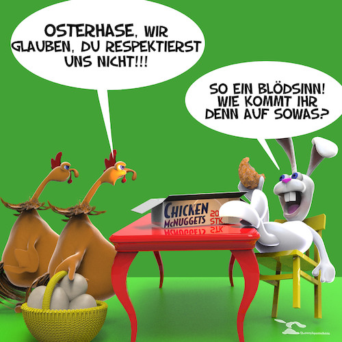 Cartoon: Osterhase (medium) by Rüsselhase tagged osterhase,hühner,eier,mcnuggets