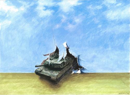 Cartoon: No War! (medium) by Agim Sulaj tagged war,peace,attack,tank,military