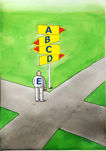 Cartoon: abcde (medium) by Lubomir Kotrha tagged roads,crossroad,roads,crossroad