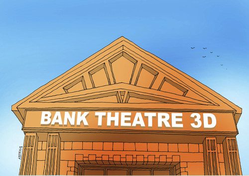 Cartoon: banktheatre (medium) by Lubomir Kotrha tagged money,bank,eu,euro,dollar,crisis,cyprus