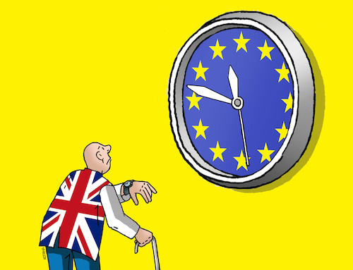 Cartoon: brexitime (medium) by Lubomir Kotrha tagged brexit,eu,euro,libra,dollar,brussel,london