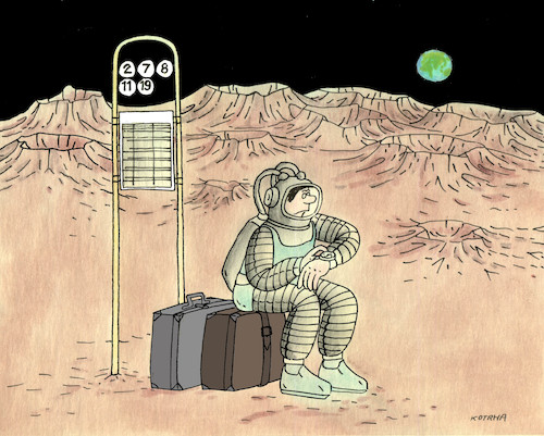 Cartoon: cakanie (medium) by Lubomir Kotrha tagged people,on,the,moon,usa,apollo