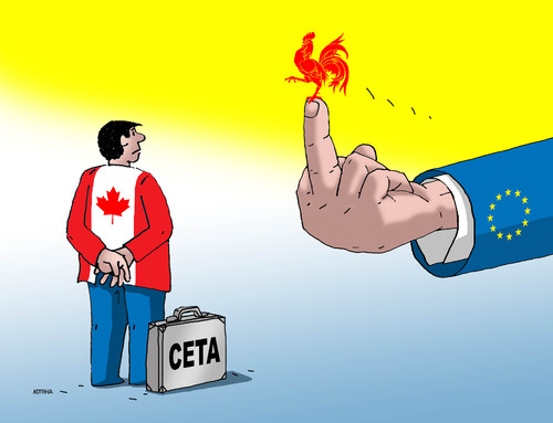 Cartoon: cetafiga1 (medium) by Lubomir Kotrha tagged ceta,canada,eu,valonien,belgien,europa
