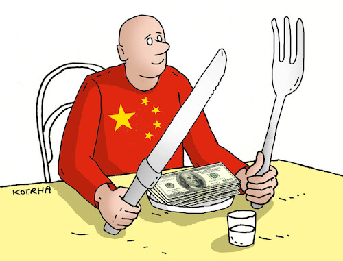 Cartoon: chinaobed (medium) by Lubomir Kotrha tagged china,usa,china,usa