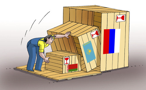 Cartoon: debnovo (medium) by Lubomir Kotrha tagged eurasian,economic,union,russia,kazakhstan,belarus,armenia,kyrgyzstan,european,world