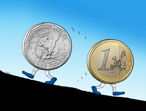 Cartoon: dollhor22 (medium) by Lubomir Kotrha tagged dollar,euro,dollar,euro