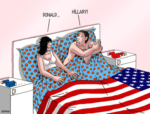 Cartoon: donaldhill (medium) by Lubomir Kotrha tagged hillary,clinton,donald,trump,president,election,usa,dollar,world