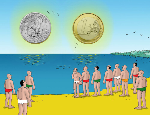 Cartoon: eudolslnk (medium) by Lubomir Kotrha tagged dollar,euro,dollar,euro