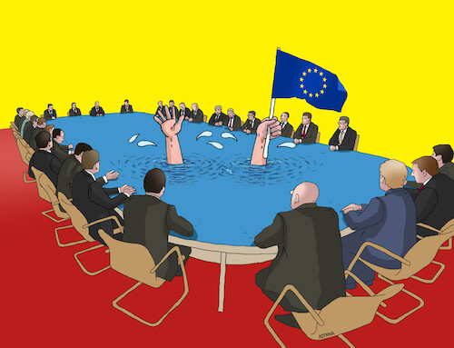 Cartoon: eutopenie (medium) by Lubomir Kotrha tagged inflation,recession,euro,eu,inflation,recession,euro,eu