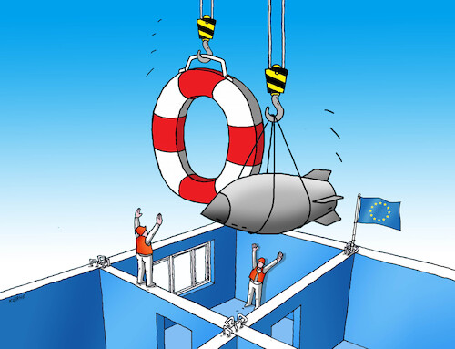 Cartoon: euzbroj (medium) by Lubomir Kotrha tagged european,union,usa,russia,ukraine,nato,weapons,war,peace,european,union,usa,russia,ukraine,nato,weapons,war,peace