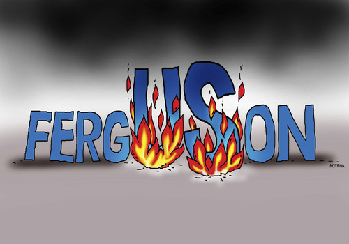 Cartoon: ferguson (medium) by Lubomir Kotrha tagged war,peace,world,protests,usa,ferguson,people