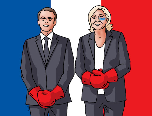 Cartoon: francebox17 (medium) by Lubomir Kotrha tagged president,elections,france,macron,emmanuel,le,pen,marine,eu,world