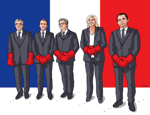 Cartoon: franceprezidents (medium) by Lubomir Kotrha tagged france,president,elections,le,pen,europa,euro,world