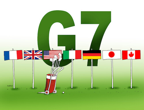 Cartoon: g7golf (medium) by Lubomir Kotrha tagged g7,trump,golf,g7,trump,golf