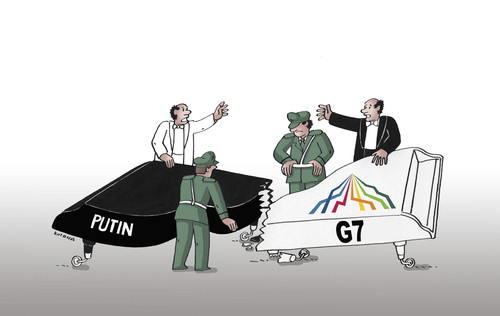 Cartoon: g7putin (medium) by Lubomir Kotrha tagged eu,summit,g7,germany,usa,canada,italy,france,japan,great,britain,world