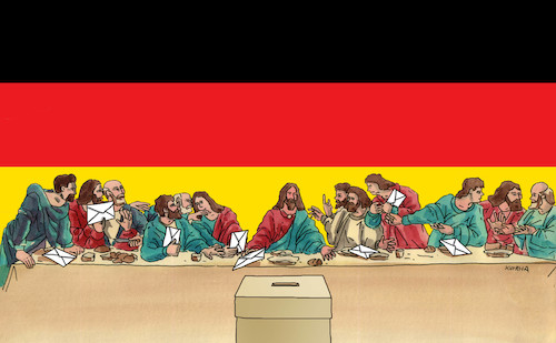 Cartoon: germanvolby (medium) by Lubomir Kotrha tagged germany,elections,wahlen,merkel,schulz,eu