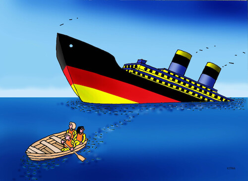 Cartoon: gertitanic (medium) by Lubomir Kotrha tagged germany,government,crisis,early,elections,germany,government,crisis,early,elections