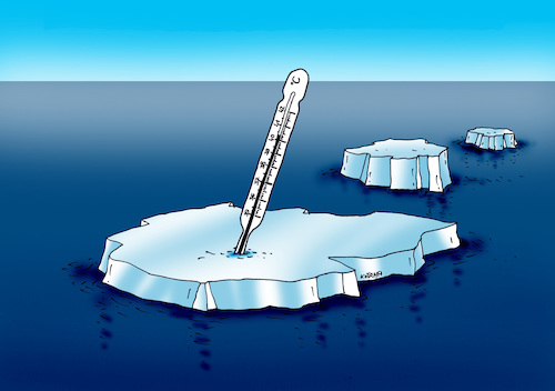 Cartoon: globalhorko-far (medium) by Lubomir Kotrha tagged earth,climate,changes,warming,melting,glaciers