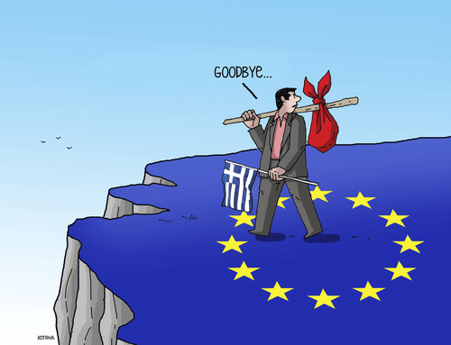 Cartoon: goodbye (medium) by Lubomir Kotrha tagged greece,eu,europe,ecb,money