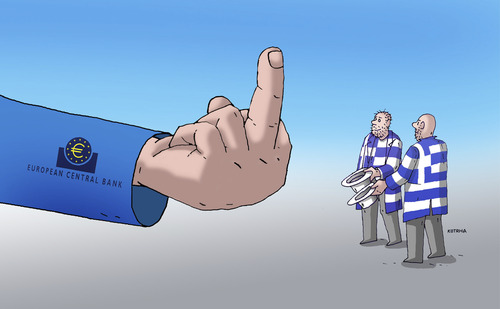 Cartoon: greefiga (medium) by Lubomir Kotrha tagged greece,eu,europe,money,ecb,stop,syriza