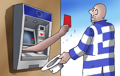 Cartoon: greeredcard (medium) by Lubomir Kotrha tagged greece,eu,europe,ecb,money