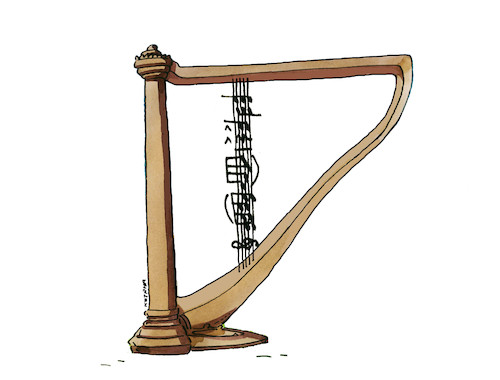 Cartoon: harfanoty (medium) by Lubomir Kotrha tagged music,musical,instruments,harp,music,musical,instruments,harp