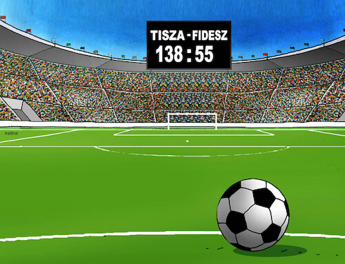 Cartoon: hunskore (medium) by Lubomir Kotrha tagged hungary,election,orban,magyar,fidesz,tisza,hungary,election,orban,magyar,fidesz,tisza