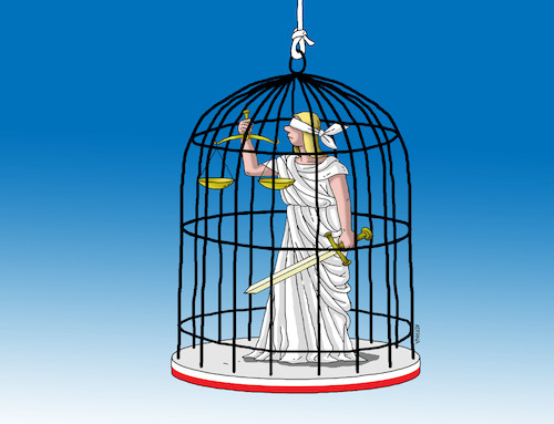 Cartoon: justiklietka (medium) by Lubomir Kotrha tagged poland,justice,democracy,dictator,freedom,peace,war,eu,world