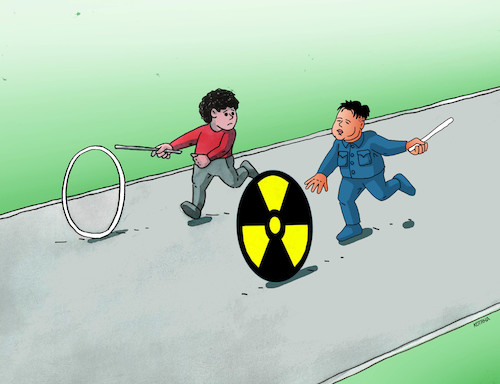 Cartoon: kimkoleso (medium) by Lubomir Kotrha tagged kim,nord,korea,nuclear,war,usa,trump,world
