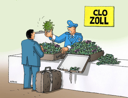Cartoon: koronaclo (medium) by Lubomir Kotrha tagged ecb,euro,money,coronavirus