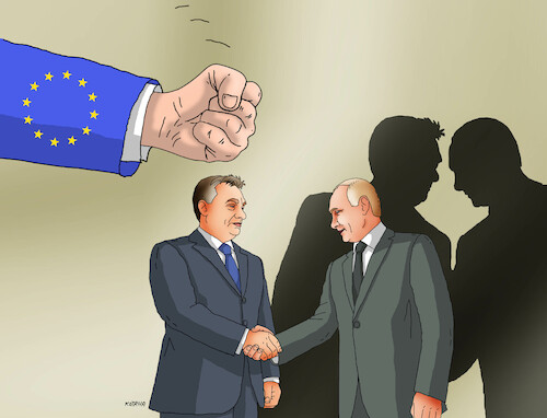 Cartoon: madpasteu (medium) by Lubomir Kotrha tagged eu,hungary,orban,russia,fonds,sanctions,eu,hungary,orban,russia,fonds,sanctions