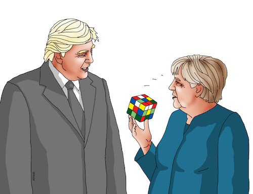 Cartoon: merkelrubik (medium) by Lubomir Kotrha tagged angela,merkel,donald,trump,usa,germany,rubik