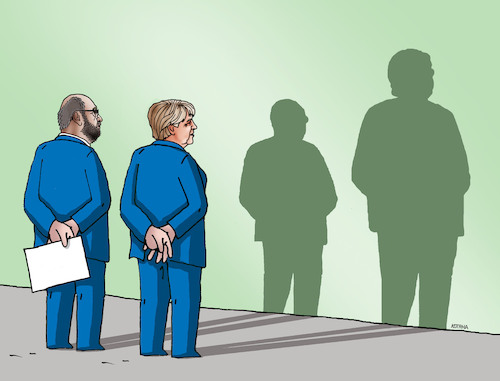 Cartoon: merkeltien (medium) by Lubomir Kotrha tagged angela,merkel,versusu,martin,schulz,germany,elections,tv,europe