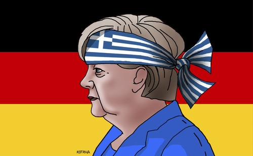 Cartoon: merkhlava1 (medium) by Lubomir Kotrha tagged angela,merkel,greece,money,syriza,eu