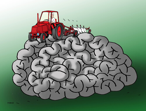Cartoon: mozorba (medium) by Lubomir Kotrha tagged plowing,brain,plowing,brain