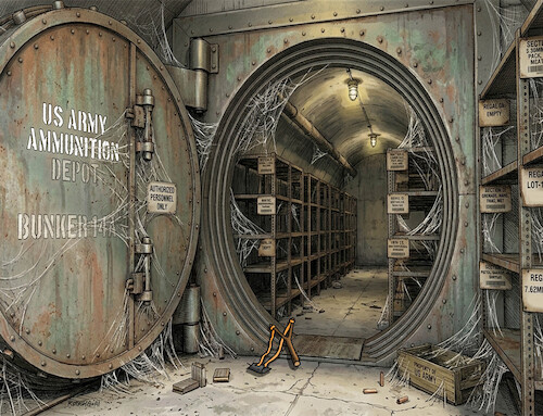 Cartoon: municak (medium) by Lubomir Kotrha tagged empty,ammunition,depots,empty,ammunition,depots
