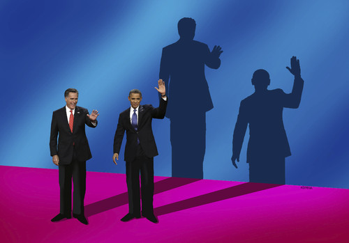 Cartoon: obamashadow (medium) by Lubomir Kotrha tagged usa,vote,president,obama,romney