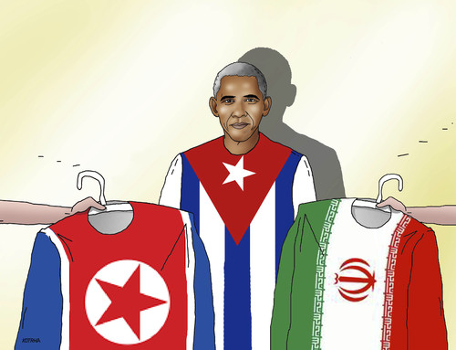 Cartoon: obamatrika (medium) by Lubomir Kotrha tagged usa,obama,world,iran,kuba,korea