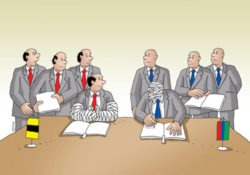 Cartoon: podpisy (medium) by Lubomir Kotrha tagged politicians,contracts,politicians,contracts