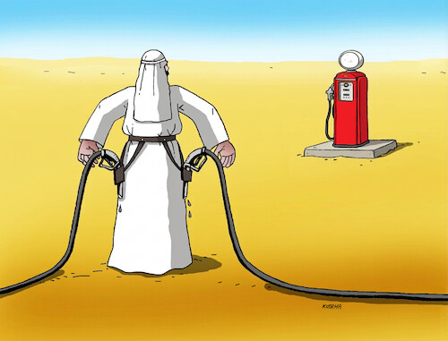 Cartoon: pumpsuboj (medium) by Lubomir Kotrha tagged duel,gasoline,diesel,duel,gasoline,diesel