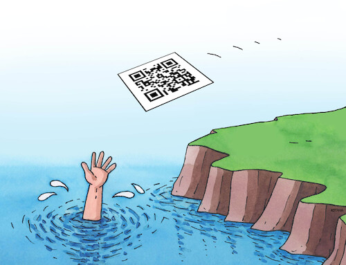 Cartoon: qrtop (medium) by Lubomir Kotrha tagged qr,code,qr,code