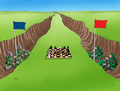 Cartoon: sachboj (medium) by Lubomir Kotrha tagged the,war,peace,chess,pat,the,war,peace,chess,pat