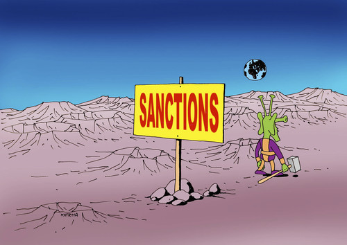 Cartoon: sanctions (medium) by Lubomir Kotrha tagged ukraine,russia,usa,war,world,sanction,putin,obana,peace
