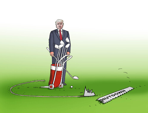Cartoon: shutdol (medium) by Lubomir Kotrha tagged usa,trump,shutdown,usa,trump,shutdown