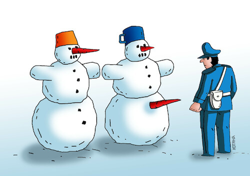 Cartoon: snemrkvy (medium) by Lubomir Kotrha tagged winter,frost,the,snow,snowmen,winter,frost,the,snow,snowmen