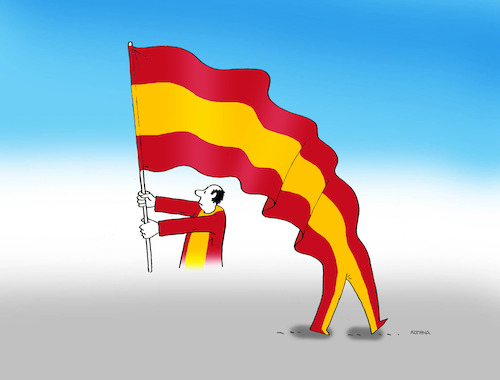 Cartoon: spain17 (medium) by Lubomir Kotrha tagged catalonia,refererendum,independence,spain,europa,barcelona,madrid